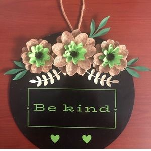 Be Kind Round Door Hanger Black